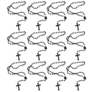 TE050005P12 - Terço Acrílico Preto c/ 12un. - 32cm