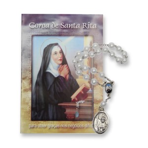 TE950145 - Terço c/ Oração Santa Rita de Cássia - 18cm