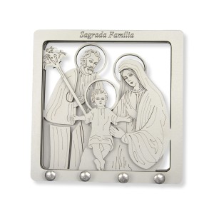PC381100 - Porta Chaves Sagrada Família MDF Branco - 14,7x14,7cm
