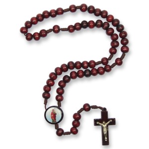 TE940451 - Terço São Judas Tadeu Madeira - 37cm