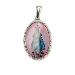 MD128016 - Medalha N. Sra. Da Lapa Rendada Níquel - 5x2,5cm