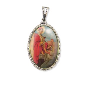MD128427 - Medalha São Carlos Borromeu Rendada Níquel - 5x2,5cm