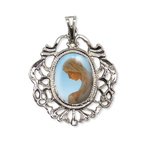 MD129009 - Medalha N. Sra. da Anunciação Camafeu Níquel - 5x4,2cm