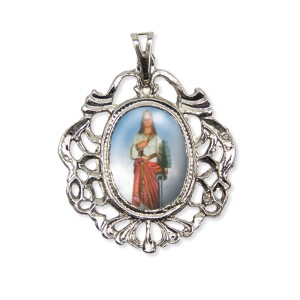 MD129059 - Medalha Santa Filomena Camafeu Níquel - 5x4,2cm
