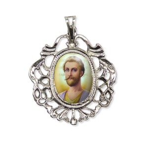 MD129481 - Medalha São Germain Camafeu Níquel - 5x4,2cm