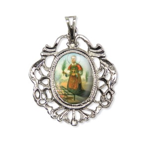 MD129438 - Medalha São Lourenço Camafeu Níquel - 5x4,2cm