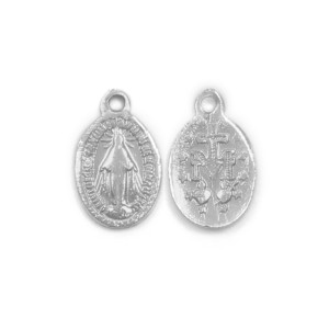 MD520050P20 - Medalha N. Sra. Das Graças Alumínio Prateada c/ 20un. - 0,7x1,5cm