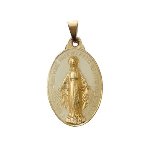 MD520120P2 - Medalha N. Sra. Das Graças Resinada Branco c/ 2un. - 3x1,5cm