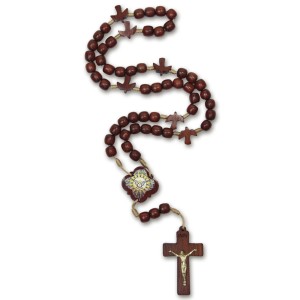 TE9700250 - Terço Divino Espírito Santo Madeira - 37cm